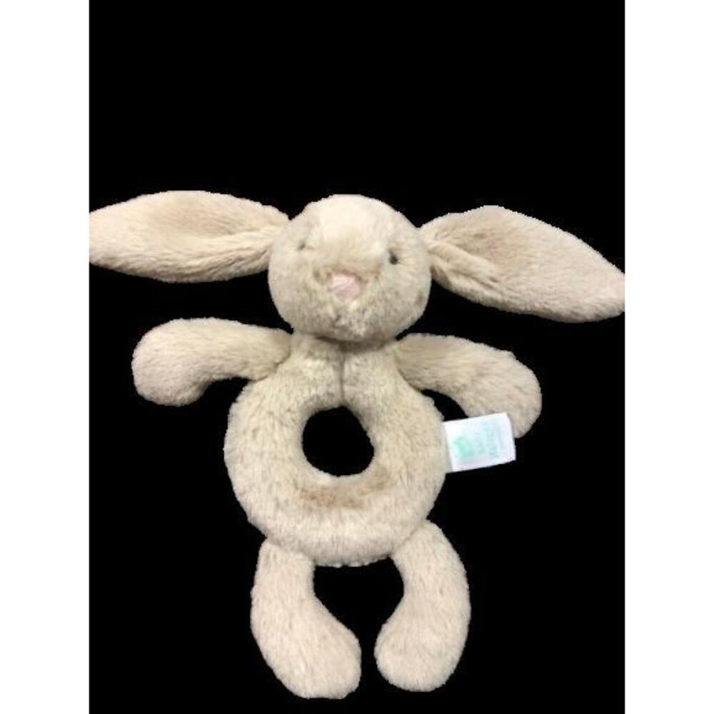 Jellycat Baby Beige Bunny Plush Rattle Stuffed Toy 7" New without Tags
